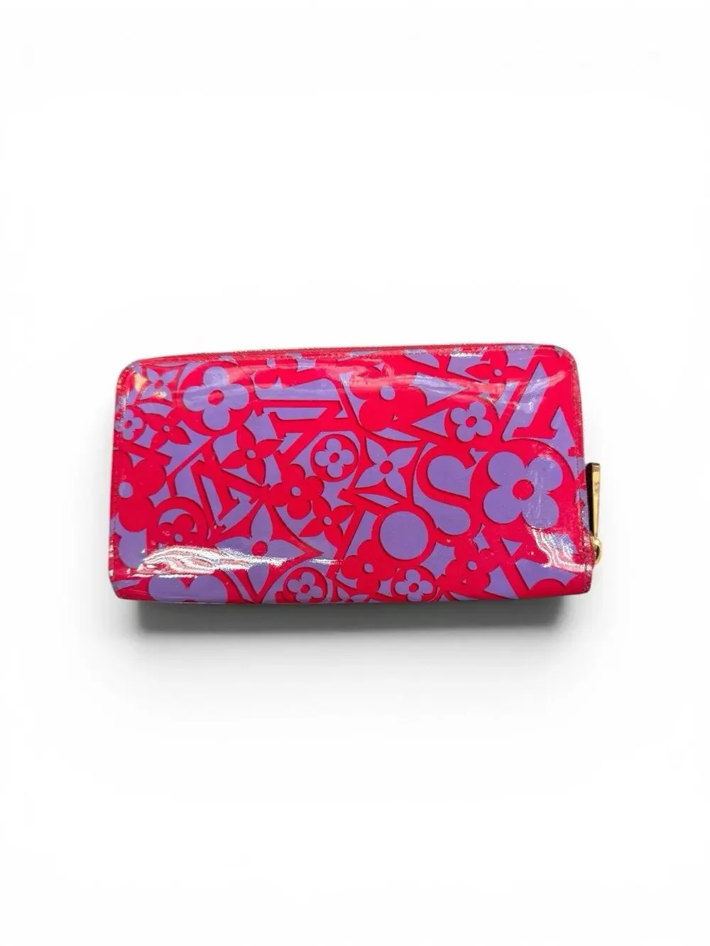 Louis Vuitton Vernis Monogram Graffiti Zippy Wallet Pink Purple Patent Leather